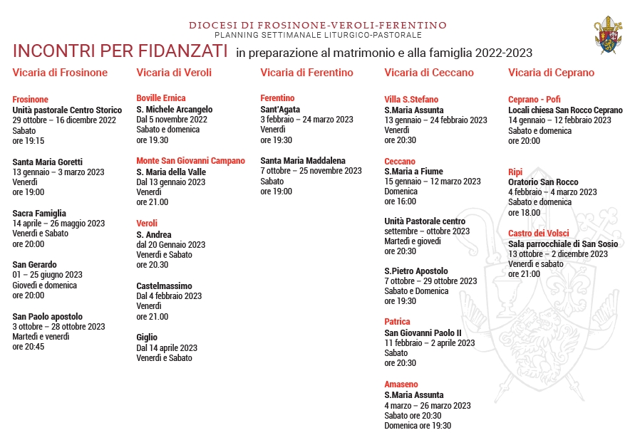 Calendario Incontri 2022